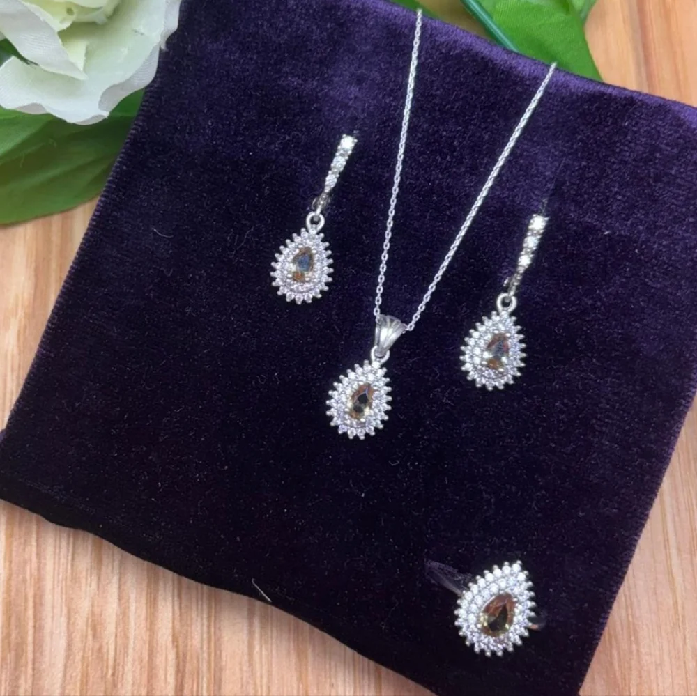 925 Sterling Silver Turkish Zultanite Wedding Jewelry Set  for Women,NEW, - Picture 5 of 11